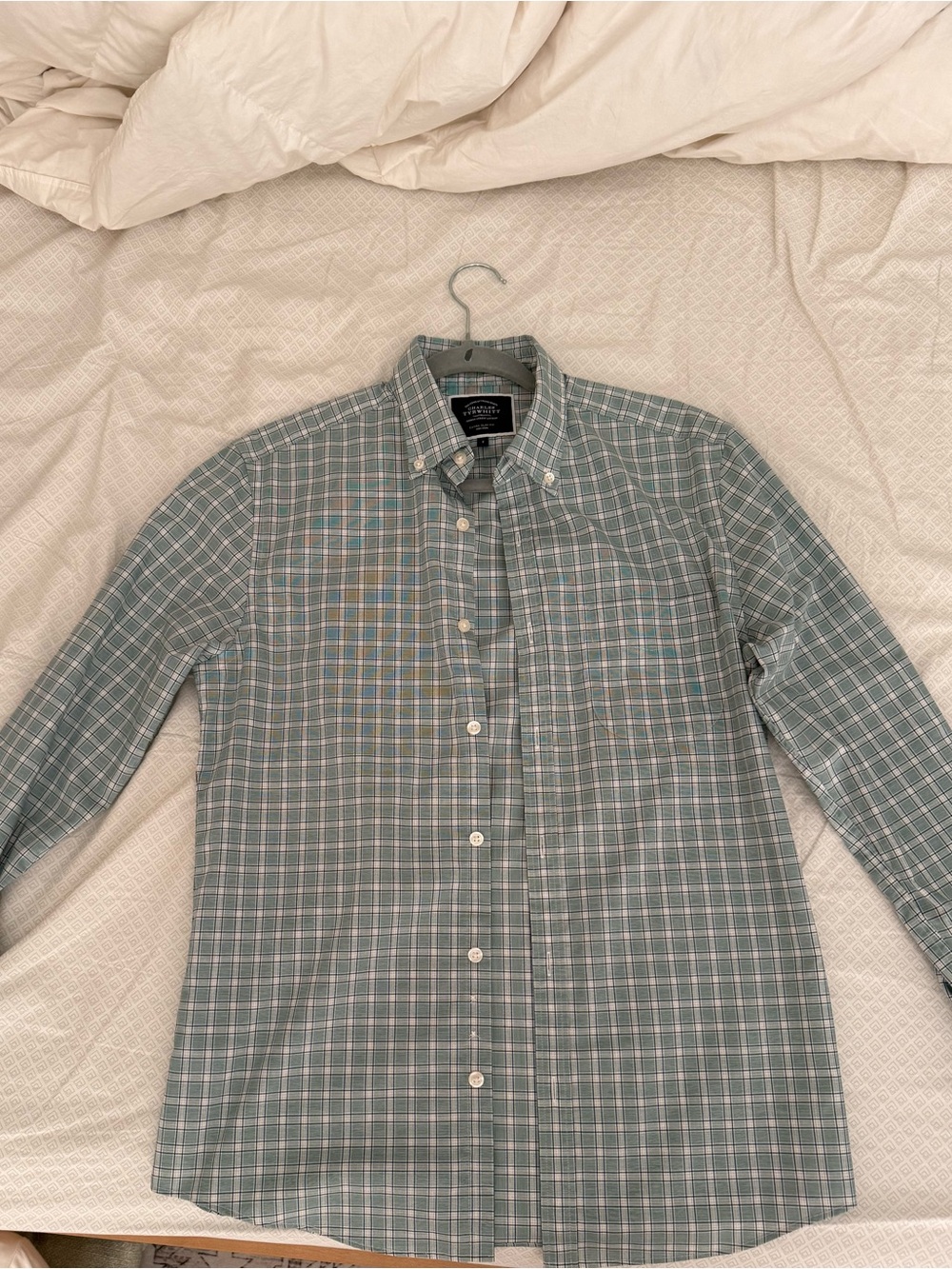 Charles Tyrwhitt Green Plaid Button-Down Shirt